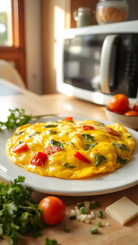 microwave cooked vegetable omelette