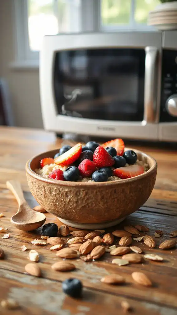 microwave oatmeal topped berries