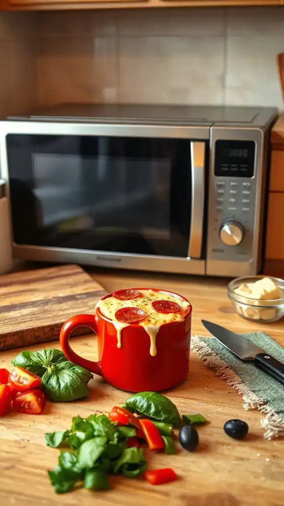 microwave pizza in mug
