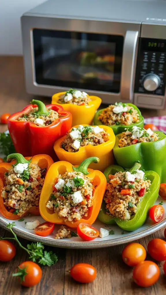 microwave quinoa stuffed peppers