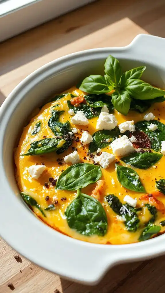 microwave spinach feta frittata