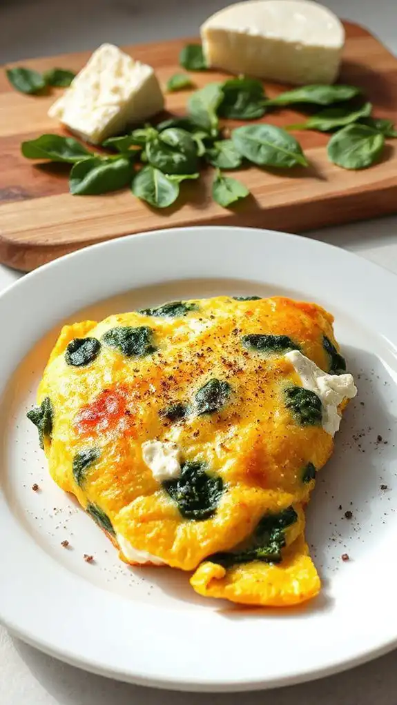 microwave spinach feta omelette