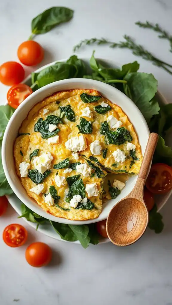 microwave spinach feta omelette