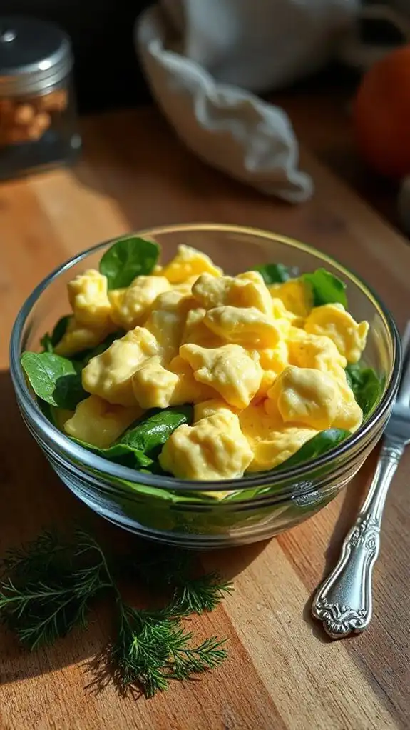 microwave spinach scrambled eggs