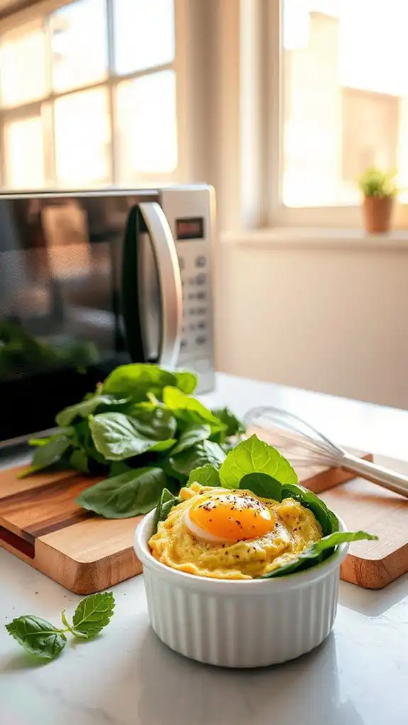 microwave spinach scrambled eggs
