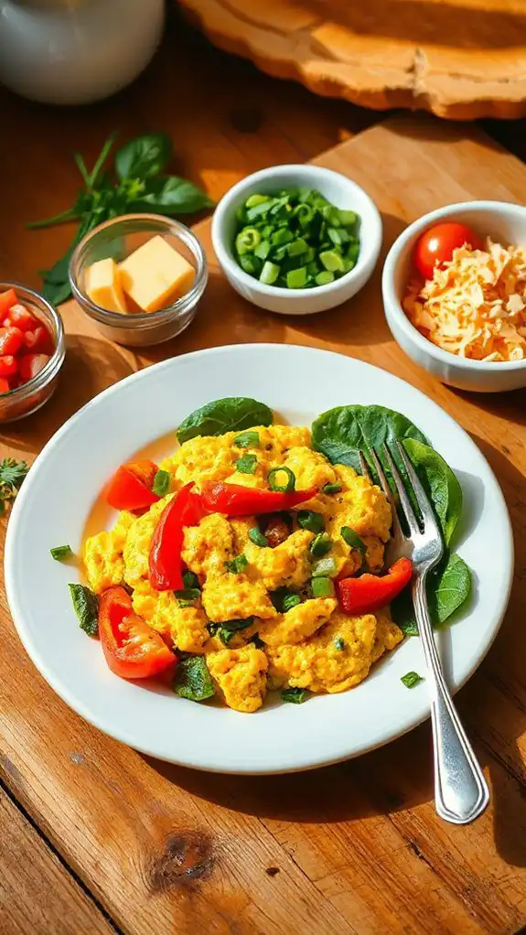microwave veggie egg scramble