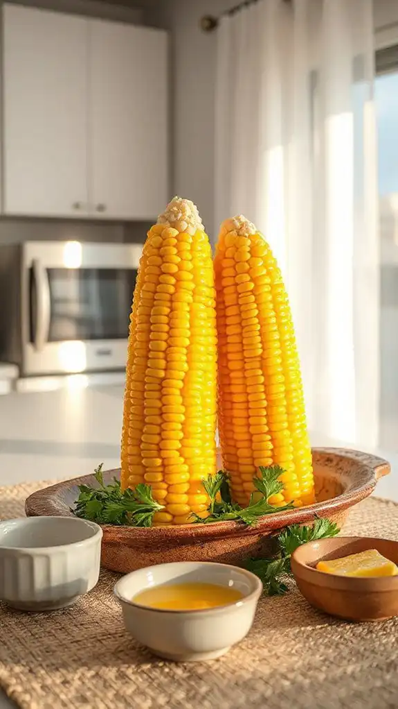 microwaved sweet corn preparation