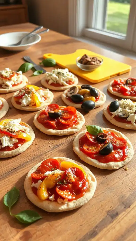 mini pizzas on pita