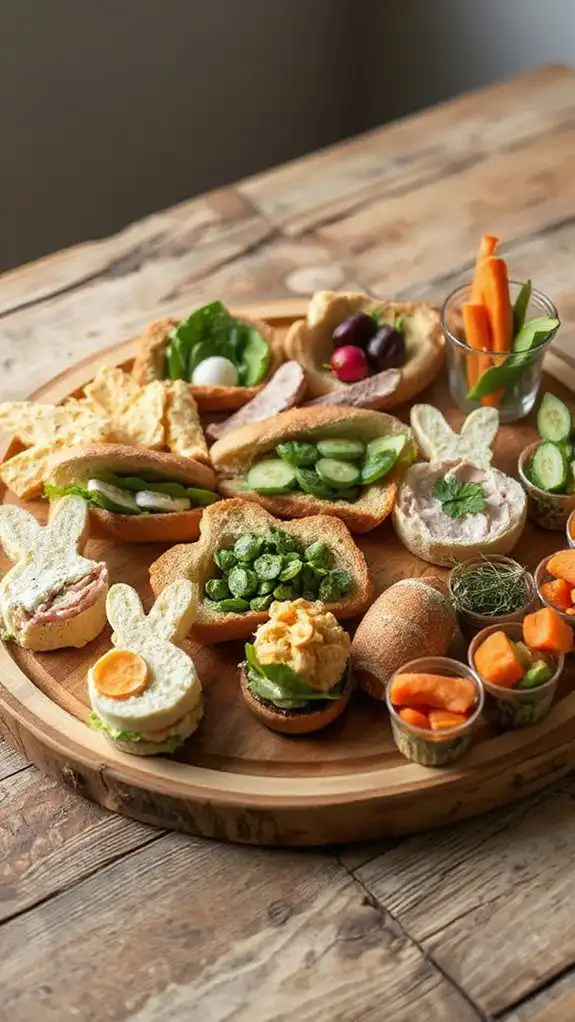 mini sandwiches and veggies