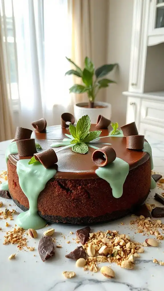 mint flavored chocolate cheesecake dessert mint flavored chocolate cheesecake dessert