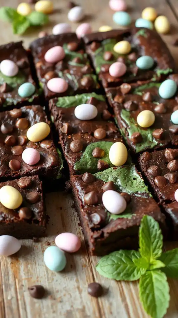 mint infused chocolate brownies decorated