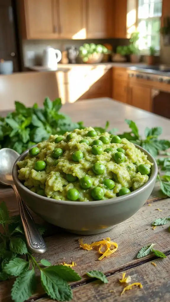 minty pea risotto dish