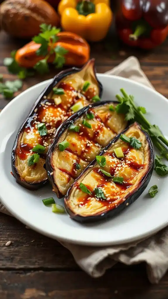 miso glazed baked eggplant dish