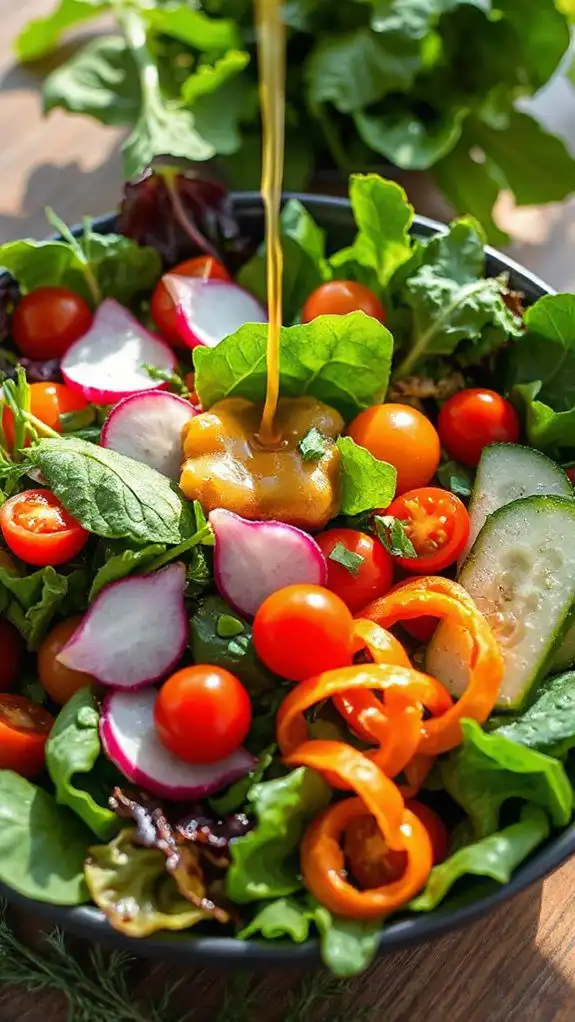 mixed greens with dressing