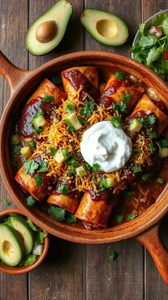mole enchiladas with sour cream