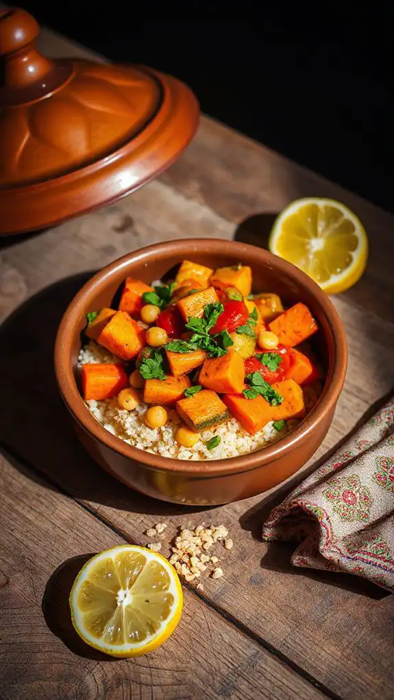 moroccan vegetable stew served with couscous