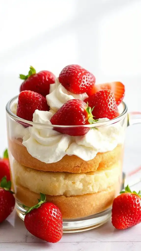 mug dessert with strawberries