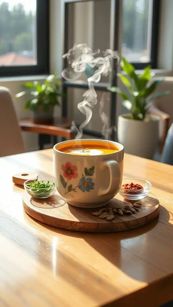 mug filled with soup