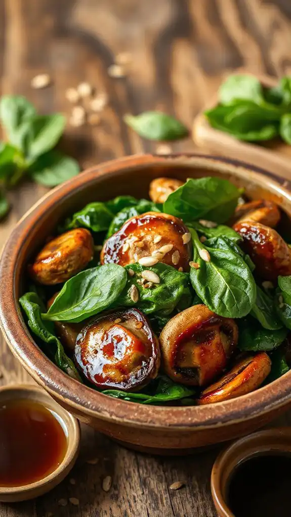 mushroom and spinach dish