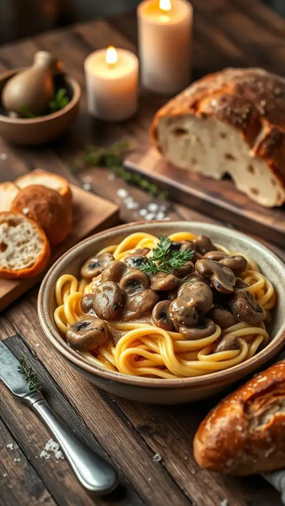 mushroom based creamy pasta dish mushroom based creamy pasta dish