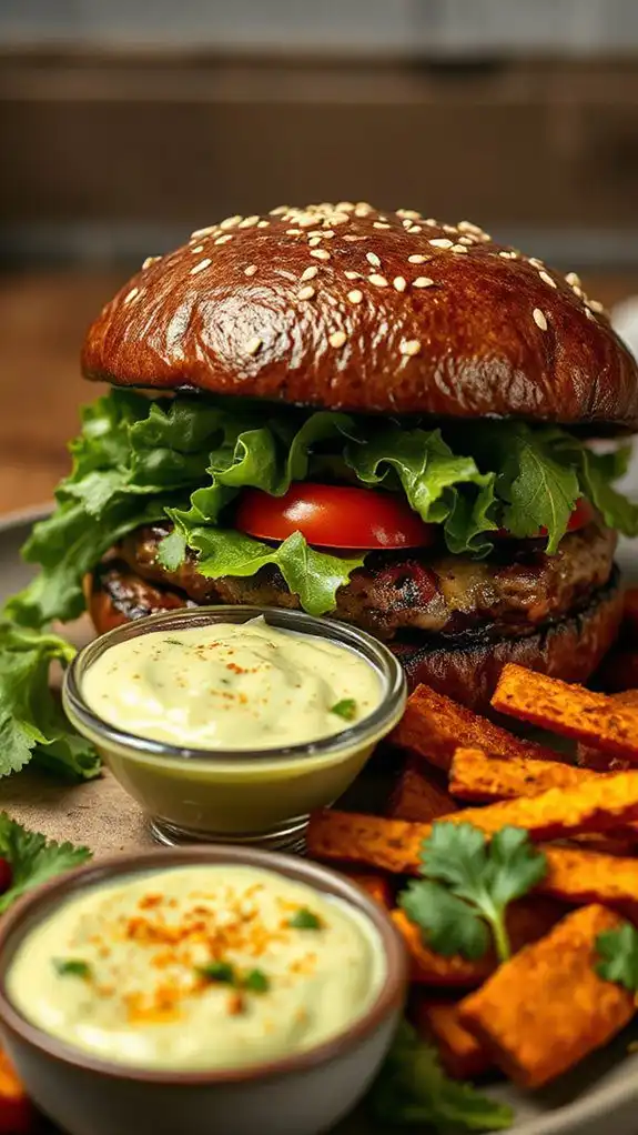 mushroom burgers with aioli