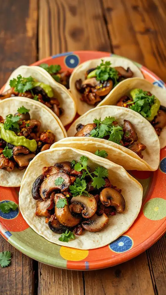 mushroom filled vegan tacos