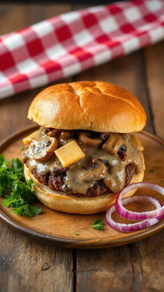 mushroom gravy cheeseburger recipe