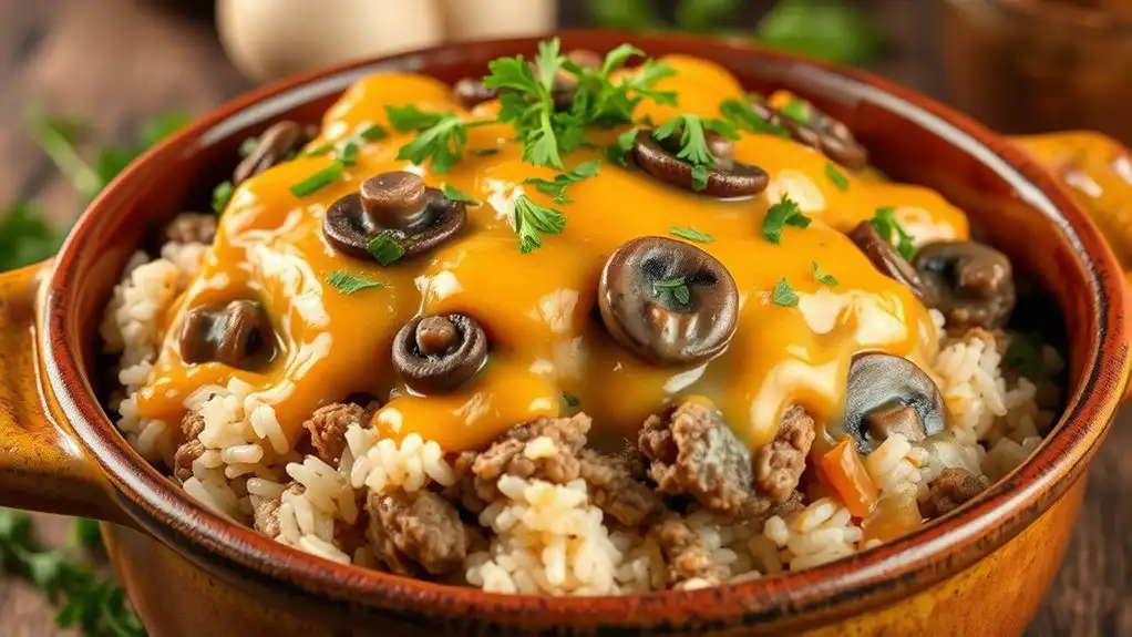 mushroom hamburger rice casserole