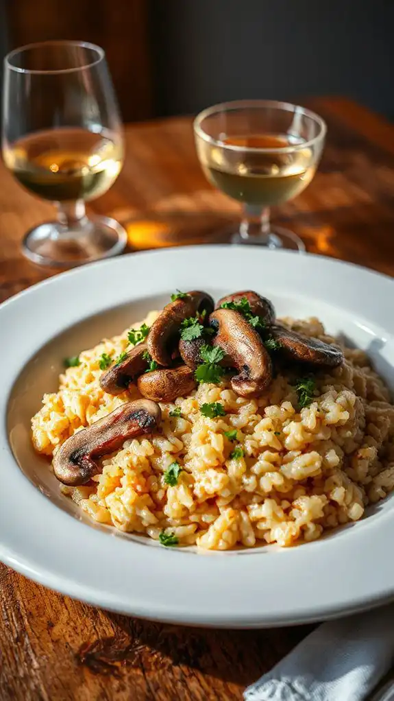 mushroom risotto with nutritional yeast