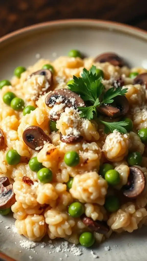 mushroom risotto with peas