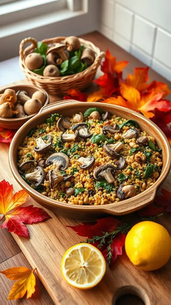 mushroom spinach quinoa casserole