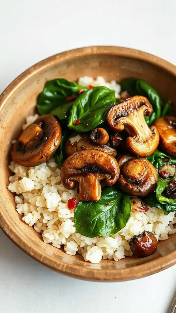 mushroom spinach rice dish mushroom spinach rice dish