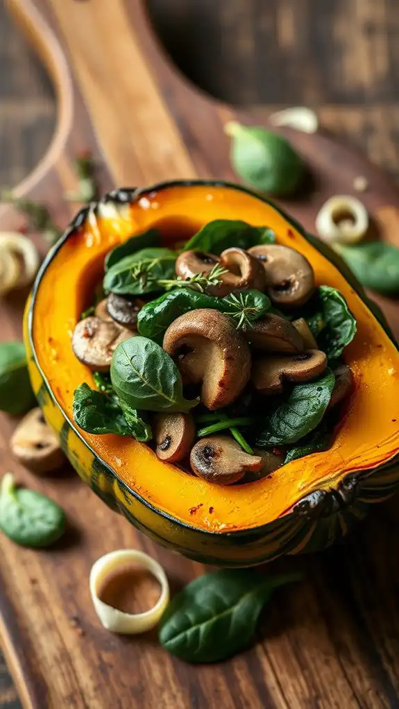mushroom spinach stuffed squash
