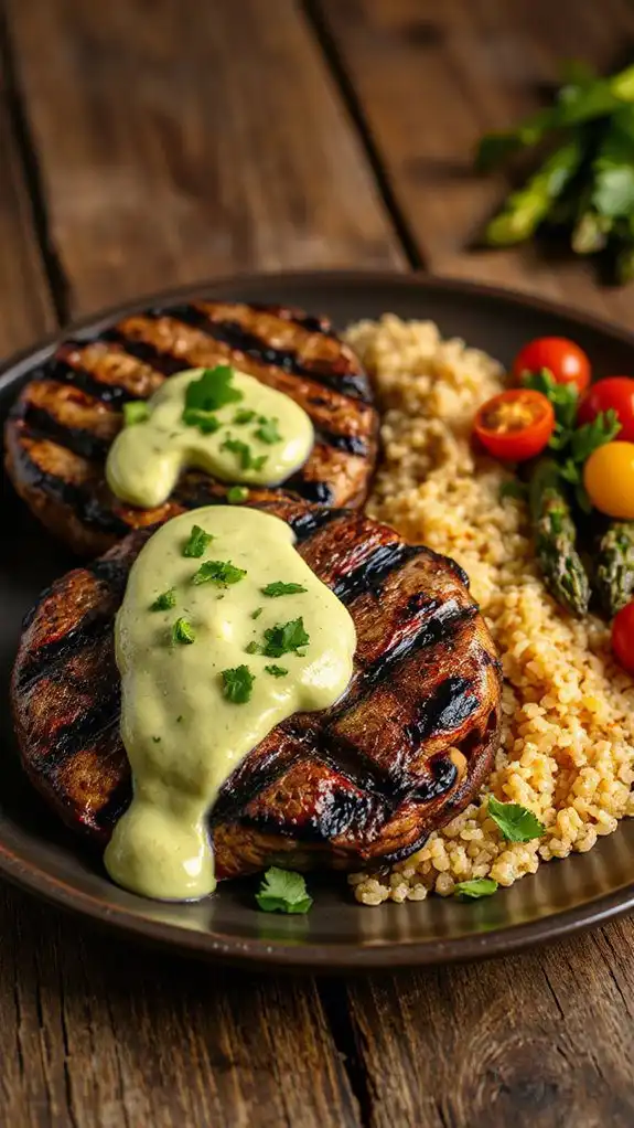 mushroom steaks with avocado sauce mushroom steaks with avocado sauce