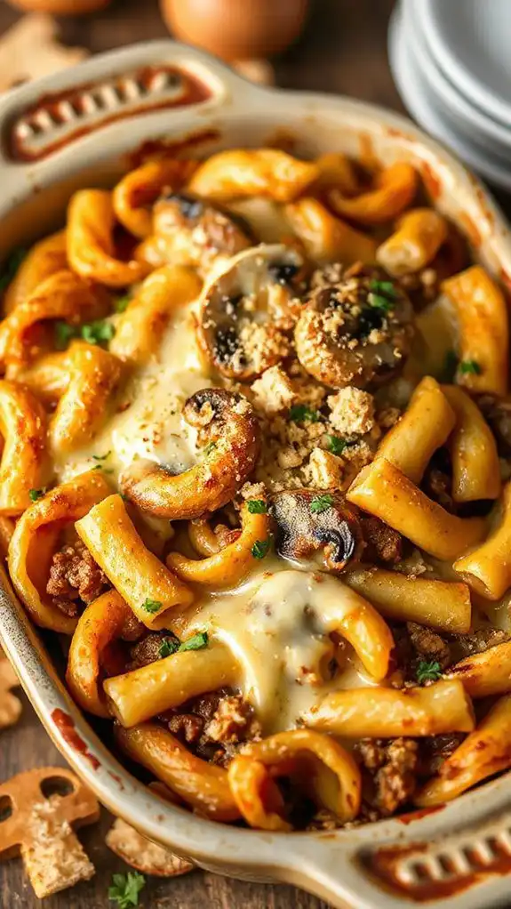 mushroom swiss hamburger dish