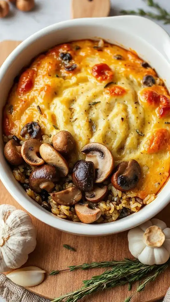 mushroom wild rice bake