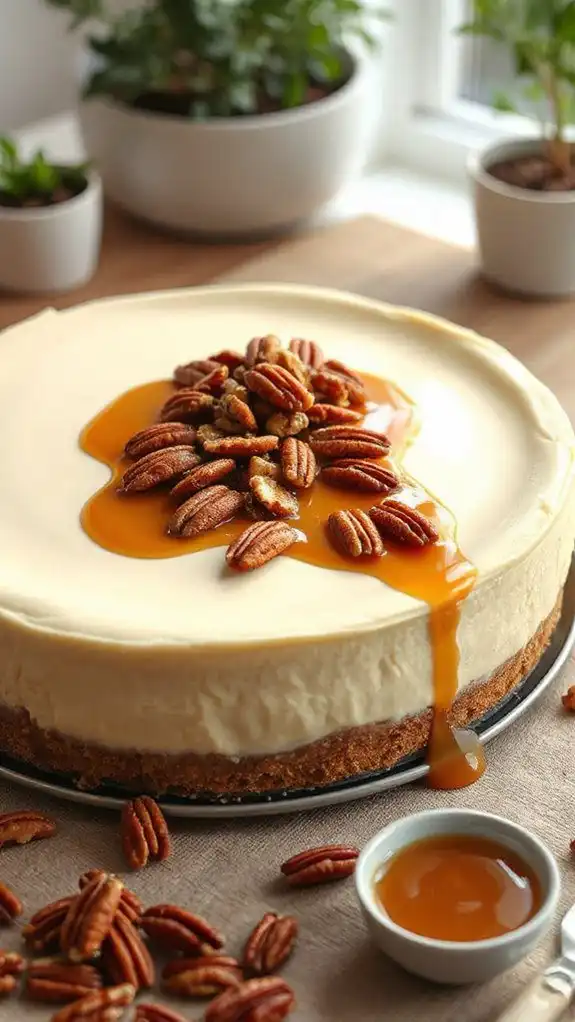 no bake caramel pecan cheesecake