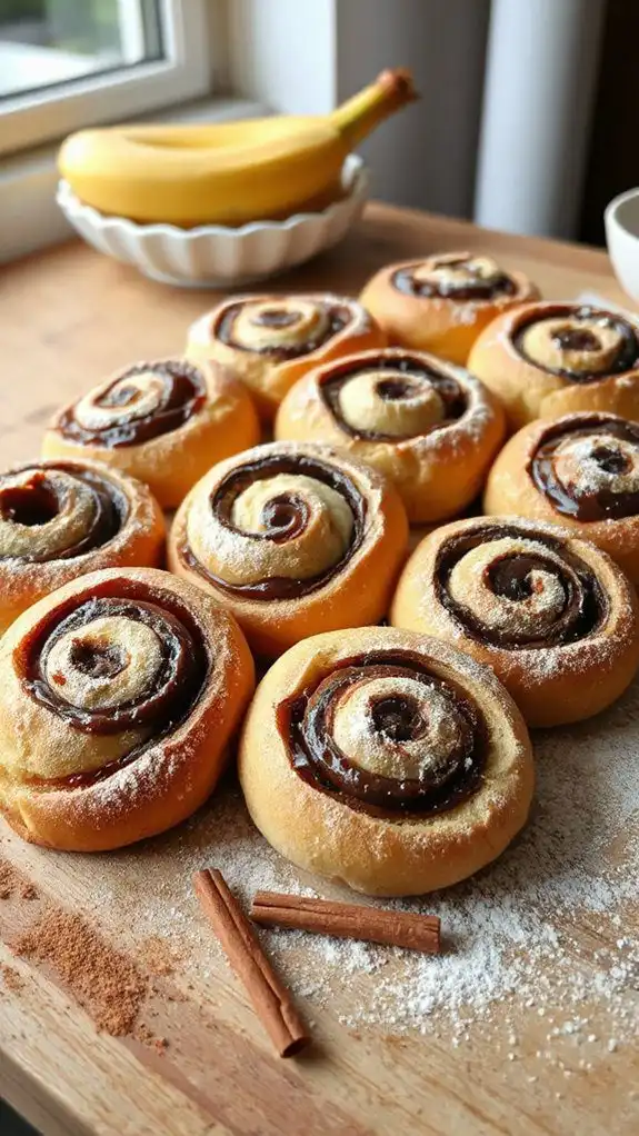 nutella filled banana rolls