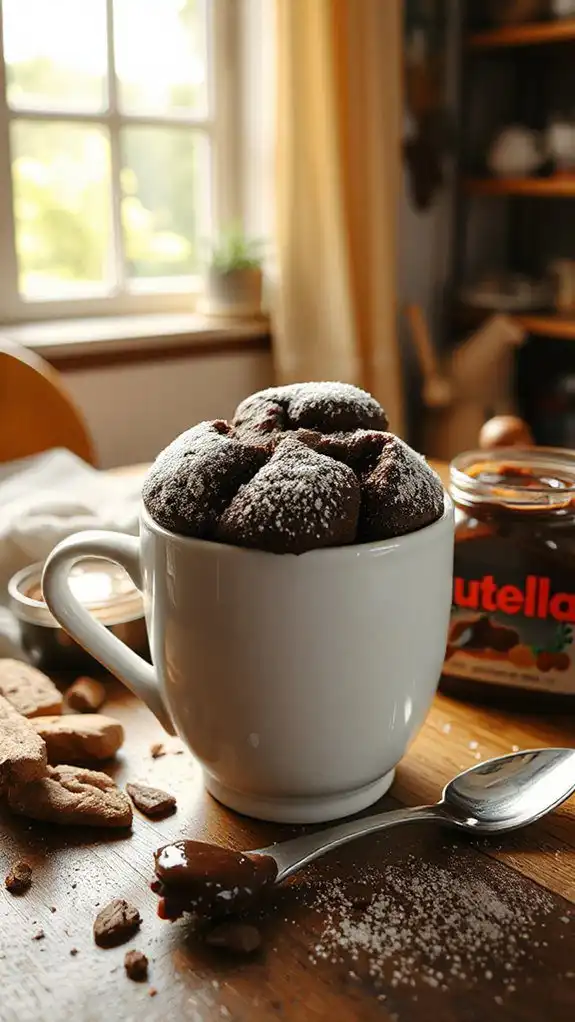 nutella filled microwave dessert