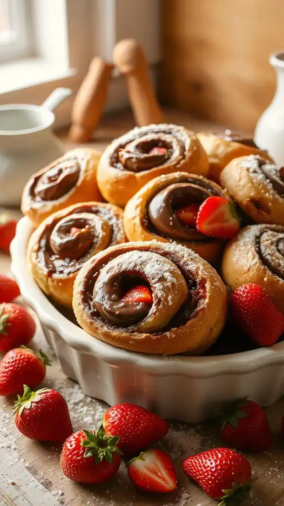 nutella filled strawberry rolls