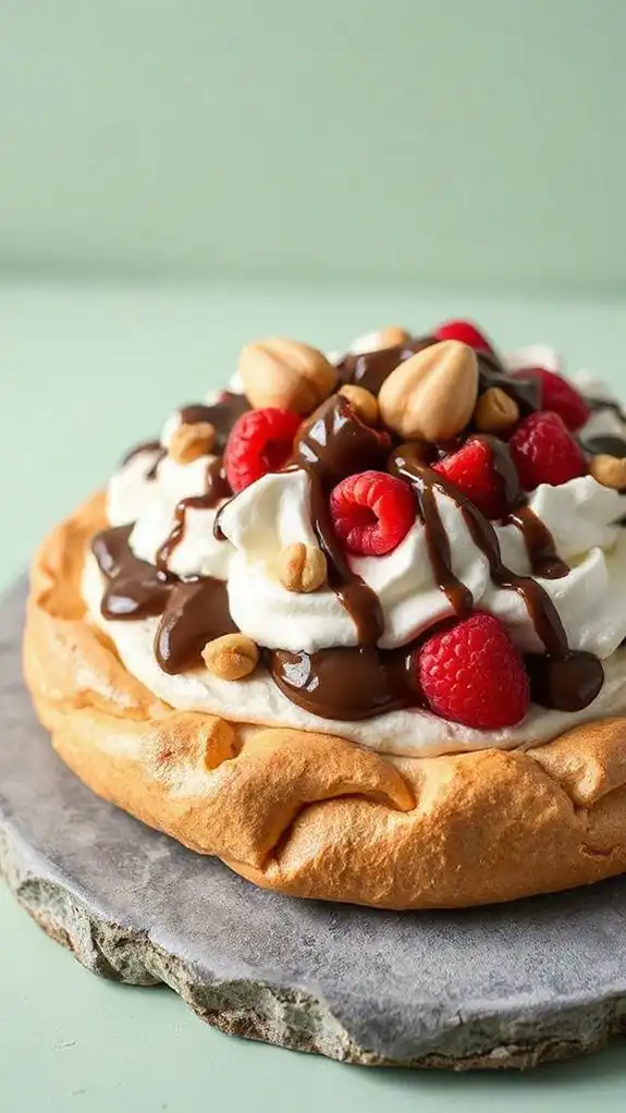 nutella topped meringue dessert