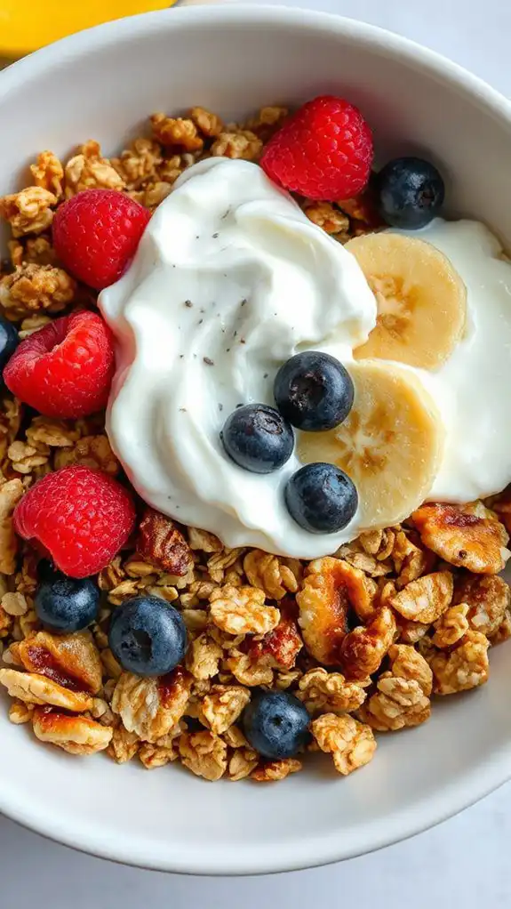 nutritious granola with yogurt nutritious granola with yogurt