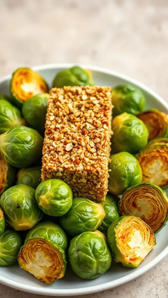 nutty tempeh with brussels