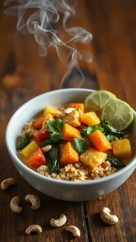 oat based vegetable curry dish