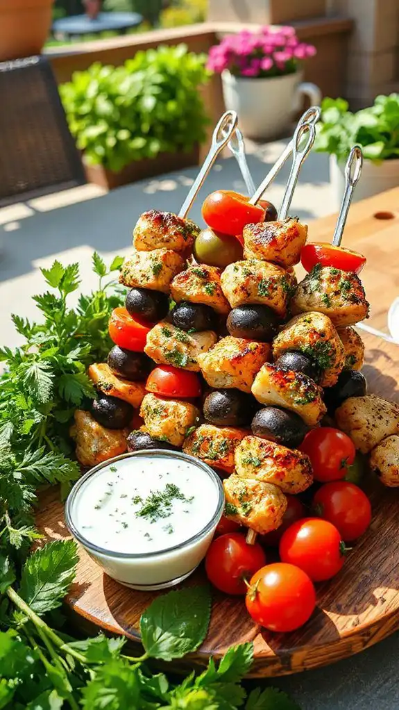 olive tomato chicken skewers