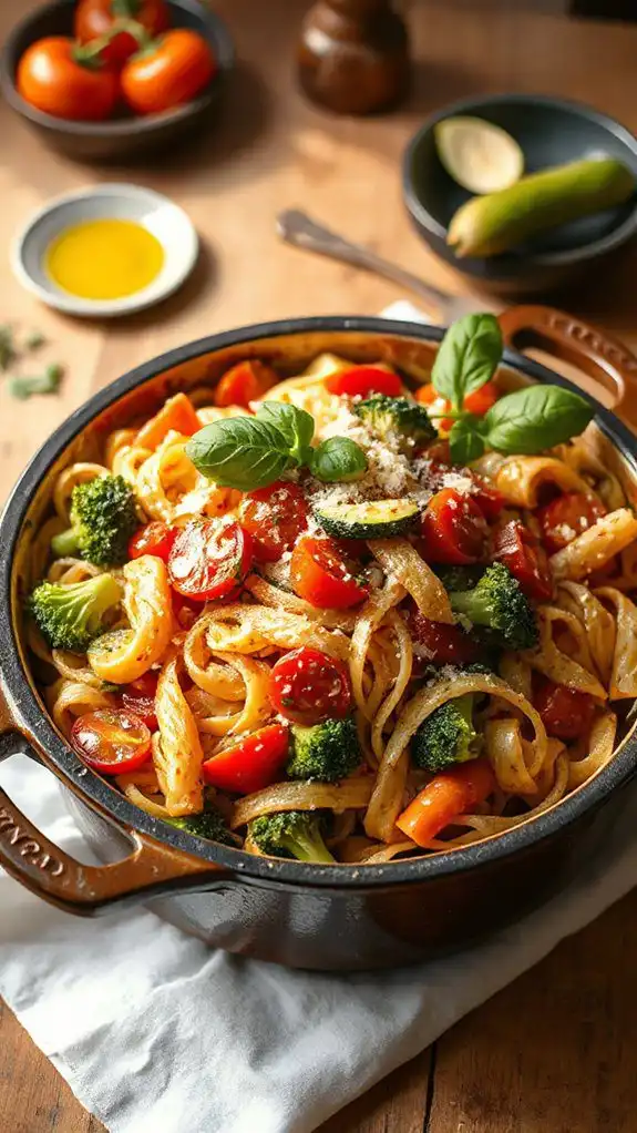 one pot vegetable pasta dish