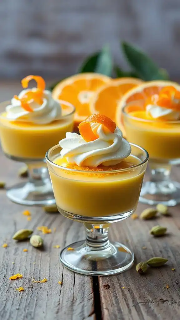 orange flavored cardamom custard