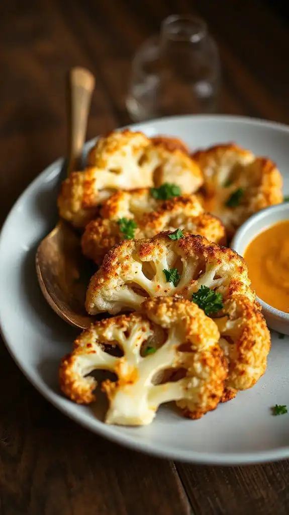parmesan covered cauliflower slices parmesan covered cauliflower slices