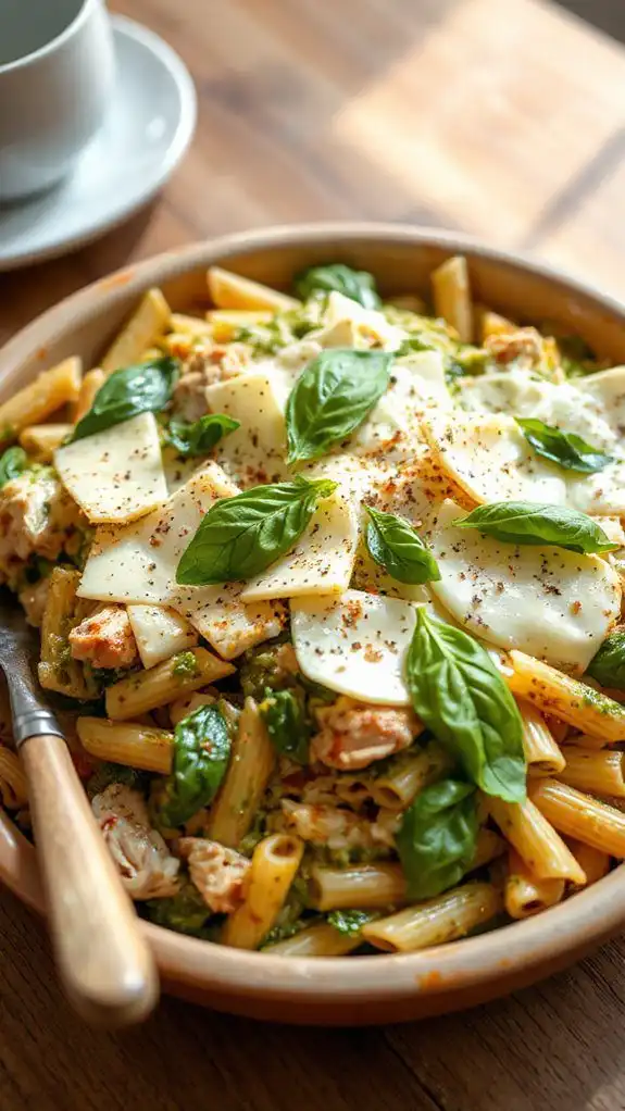 pasta bake with pesto chicken