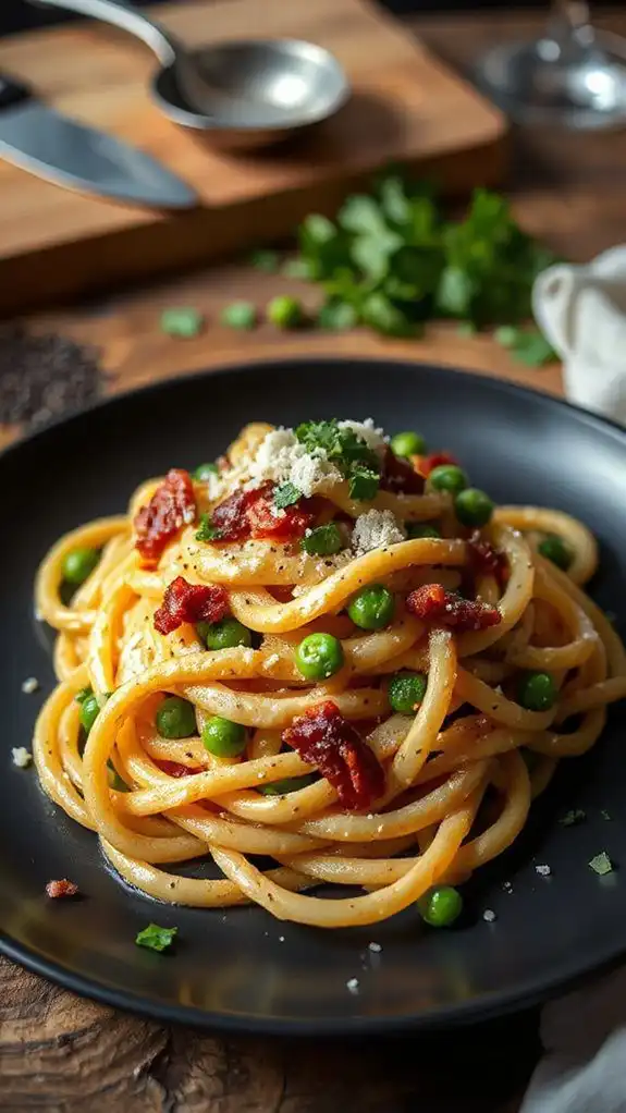 pasta dish with pancetta